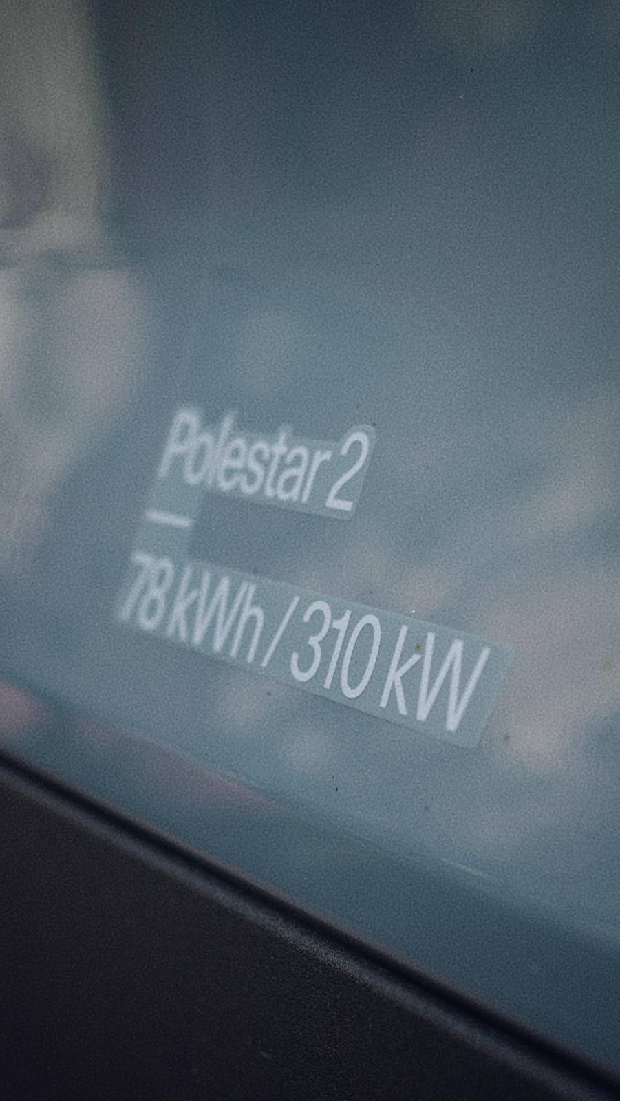 The instrument screen: Polestar 2, 78 kWh, 310 kW